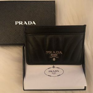 Prada quilted card holder wallet
